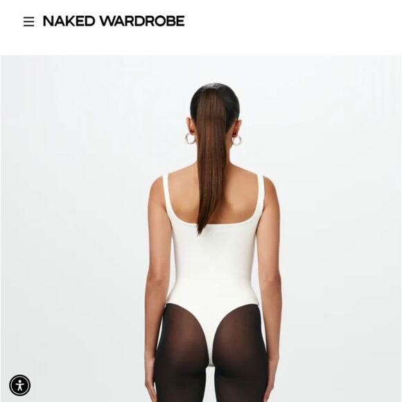 NWT Naked Wardrobe, Scoop Neck Thong Bodysuit, SZ SM, style NW-BOO46-H - Picture 2 of 10
